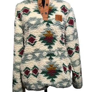 Illinois Home Free Aztec print Sherpa Pullover Sweater Cozy size: Small